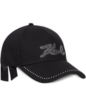 KARL LAGERFELD K/Signature Rhinestone And Bow Cap - Black