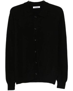 Attachment Cardigan mit Poloshirtkragen - Schwarz