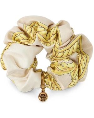 Versace Barocco-Print Medusa-Pendant Scrunchie - Metallic
