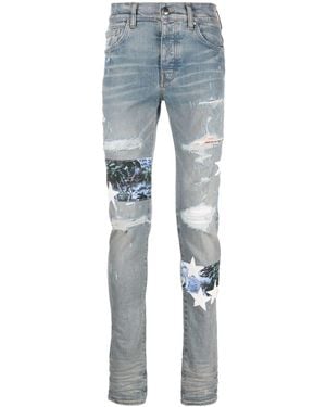 Amiri Hawaiian Star Art Patch Skinny Jeans - Blue