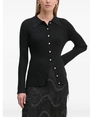 Bruuns Bazaar Cardigan Anemonesbbseyra En Maille Côtelée - Noir