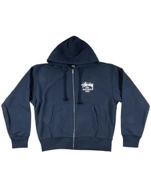 Stussy Ginza Logo-Print Hoodie - Blue