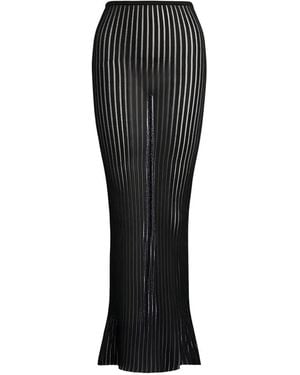 Dondup Jupe Longue En Maille Transparente À Rayures - Noir