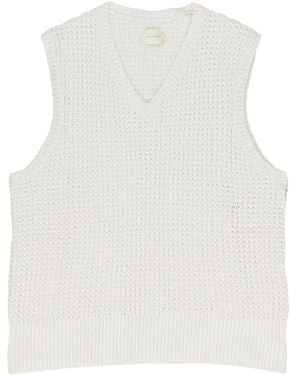 Aimé Leon Dore Oberteil aus Waffelstrick mit V-Ausschnitt - Weiß