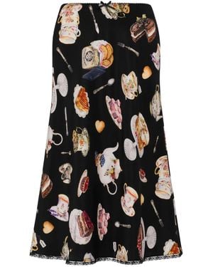 Moschino Dessert-Print Midi Skirt - Black