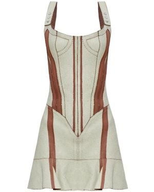 KNWLS Gestreiftes Scallop Minikleid - Weiß