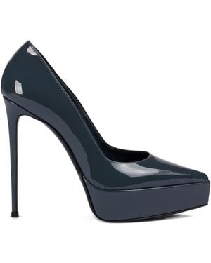Le Silla 140Mm Uma Patent-Leather Platform Court Shoes - Blue