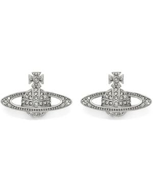 Vivienne Westwood Mini Bas Relief Orb Crystal-Embellished Earrings - White