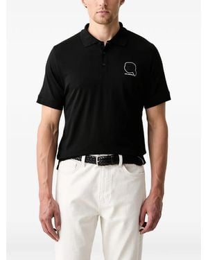KARL LAGERFELD Logo-Patch Polo Shirt - Black