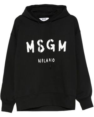MSGM Relaxed-Fit Hooded Sweatshirt - Black