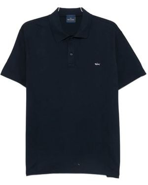 Paul & Shark Logo-Patch Piqué Polo Shirt - Blue