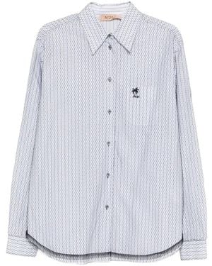 N°21 Striped Embroidered Shirt - White