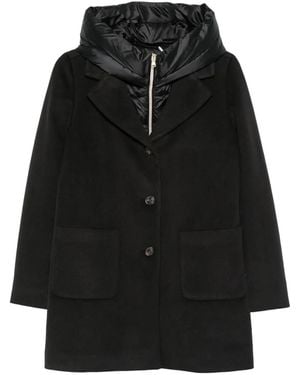 Emme Emmcuore Hooded Single-Breasted Coat - Black