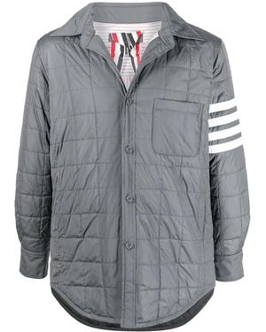 Thom Browne Bar Stripe Padded Shirt Jacket - Grey