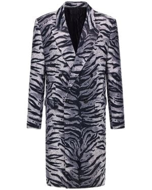 Roberto Cavalli Cappotto Doppiopetto Con Stampa - Blu