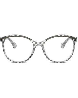 Alain Mikli Damier-Check Round-Frame Glasses - Natural