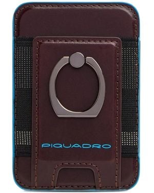 Piquadro Logo-Print Ring-Detail Cardholder - Purple