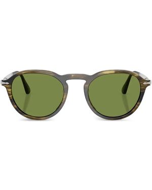 Persol Striped Round-Frame Sunglasses - Green