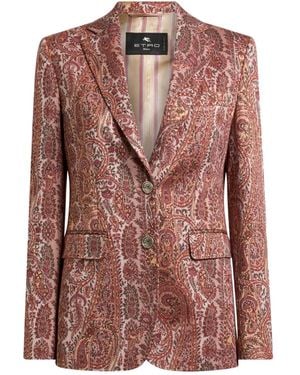 Etro Single-Breasted Jacquard Blazer - Pink