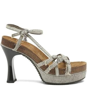 DIESEL 105Mm D-Woodstock Platform Sandals - Metallic