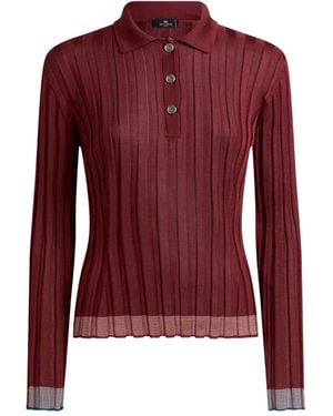 Etro Ribbed Polo Top - Red