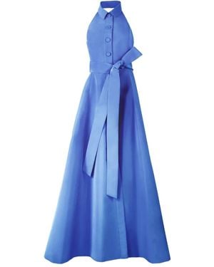 Carolina Herrera Robe Longue À Dos Nu - Bleu