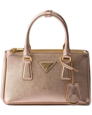 Prada Galleria Patent Saffiano Leather Mini-Bag - Natural