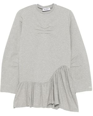 The Attico Pleated Long-Sleeve Mini Dress - Grey
