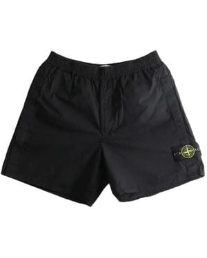 Stone Island Bermudas L100001 Stretch - Negro