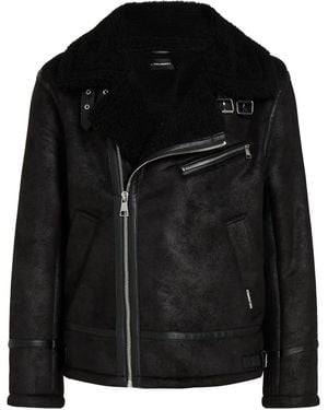 KARL LAGERFELD Faux-Leather Biker Jacket - Black