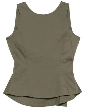 MOUTAKI Bow-Detail Peplum Blouse - Green