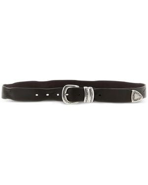 ZERBINI CLAUDIO Ceinture Trittico En Cuir Gravé - White