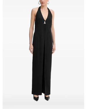 Patrizia Pepe Halter Neck Insect-Detail Maxi Dress - Black