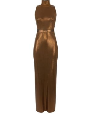 Elisabetta Franchi Halterneck Maxi Dress - Brown