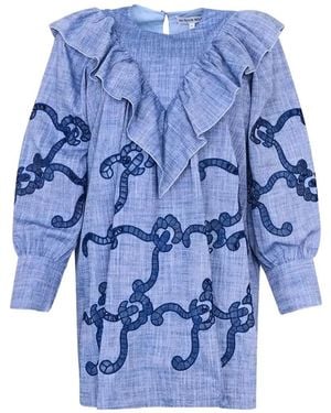 Hunter Bell Abito Corto Azalea Con Ruches - Blu