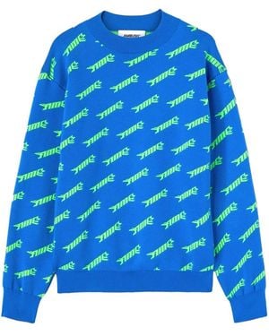 Ambush ロゴインターシャ セーター - ブルー