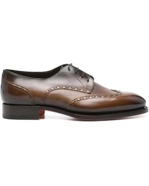 Santoni Leather Derby Shoes - Brown