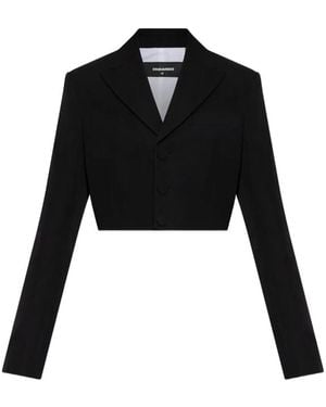 DSquared² Cropped Wool Jacket - Black