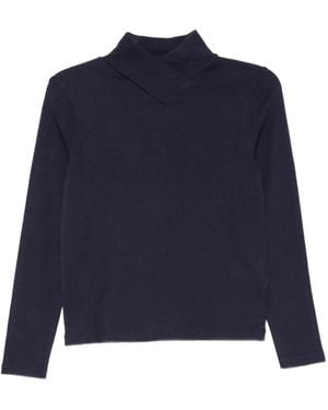Ba&sh Crossover-Neck Long-Sleeve T-Shirt - Blue