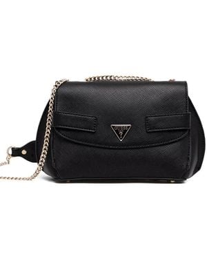 Guess Serenova Chain Strap Flap Cross Body Bag - Black