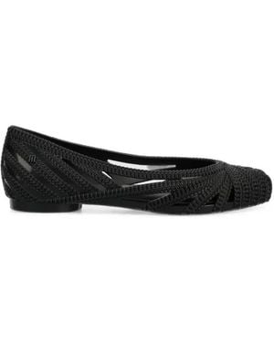 Melissa Woven-Effect Ballet Flats - Black