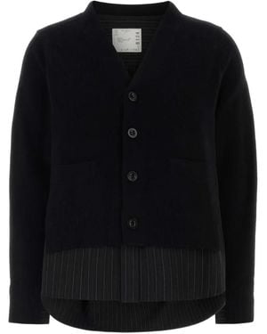 Sacai Pocket Wool Cardigan - Black