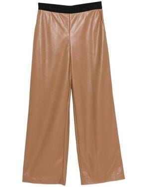 Liviana Conti Logo-Waistband Pocket Trousers - Brown