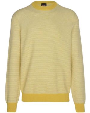 BOSS Textured Crew-Neck Sweater - Yellow