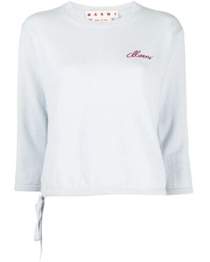 Marni Luxurious Round Neck Mini Cashmere Jumper - White