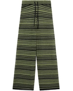 Ganni Striped-Pattern Pants - Green