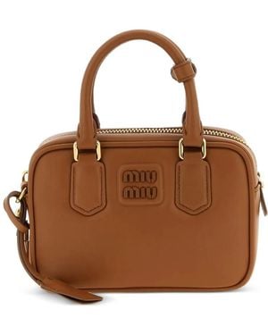 Miu Miu Sac Cabas À Logo - Marron