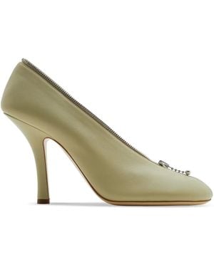 Burberry Baby Zip 100Mm Leather Court Shoes - Green