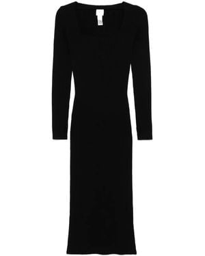 Patou Geripptes Maxikleid Mit Corsage - Schwarz