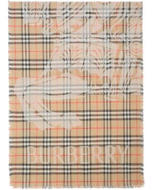 Burberry Wool And Silk Blend Scarf - Natural
